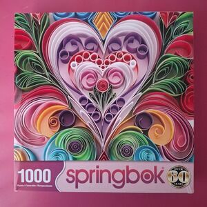 Springbok 1000 Piece Quilled Heart Art Jigsaw Puzzle Multicolor Floral Paper